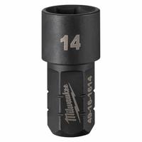 MILWAUKEE Impact Socket: SAE/Metric, 14 mm Socket Size, 6-Point, Short, 1 41/64 in Overall Lg (MPN 49-16-1614). Key specifications — attr1215501: MILWAUKEE; attr1215515: Black Oxide; attr1215518: 14 mm.