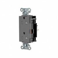HUBBELL Receptacle: Decorator Duplex, 5-20, Gray, 125V AC, 20 A, 2 Pole / 3 Wire (MPN HBL2162STGYTR)