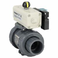HAYWARD FLOW CONTROL Pneumatically Actuated Two-Way Ball Valve: 1 1/2 in, PVC, Double-Acting (MPN PSDTBH115STEA8). Key specifications — Brand: HAYWARD FLOW CONTROL; Pilot Solenoid Voltage: Not Included.