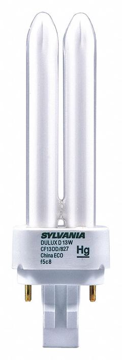 LEDVANCE/ SYLVANIA Compact Fluorescent Bulb: 4-Pin (G24q-1), T4, Fluorescent, 3000K, 13 W Watt (MPN CF13DD/E/830/ECO). Key specifications — Brand: LEDVANCE/ SYLVANIA; Bulb Designation: CF13DD/E/830/ECO; Dimmable: Yes; Color Temperature: 3000K.
