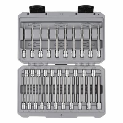 TEKTON Socket Set: 26 - 50 Pieces, 1/4 in Drive Size, 31 Pieces, 10 3/4 in Overall Lg - Multi-Tip Shape Bit Socket Sets