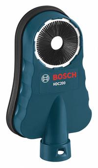 BOSCH Dust Extraction Surface Attachment: Work Surface, Separate Vacuum, 2 1/2 in Max. Dia, HEPA (MPN HDC200). Key specifications — attr117716: HD21-2; attr117710: SDS-Plus; attr117714: Hammer Drills; attr117719: HEPA; attr117708: Drilling; attr68812: BOSCH.