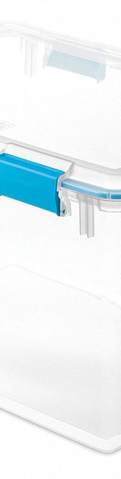 STERILITE Storage Tote: 20 gal, 24 in x 18 in x 15 1/4 in, Clear Body, Clear Lid, 10 to 20 gal (MPN 19384304). Key specifications — attr1188666: Plastic; attr1188675: Clear; attr1188676: Clear; attr1188687: STERILITE.