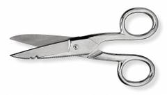 CRESCENT WISS Electricians Scissors: Right-Hand, 5 in Overall Lg, Serrated, Steel, Pointed, Silver (MPN 175E5V). Key specifications — attr308500: Steel; attr308502: Silver; attr308505: Right-Hand; attr308522: Mild Steel; attr324896: CRESCENT WISS.