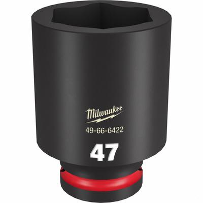 MILWAUKEE Deep Impact Socket: 3/4 in Drive Size, Metric, 47 mm Socket Size, 6-Point - 3/4" Drive Impact Sockets