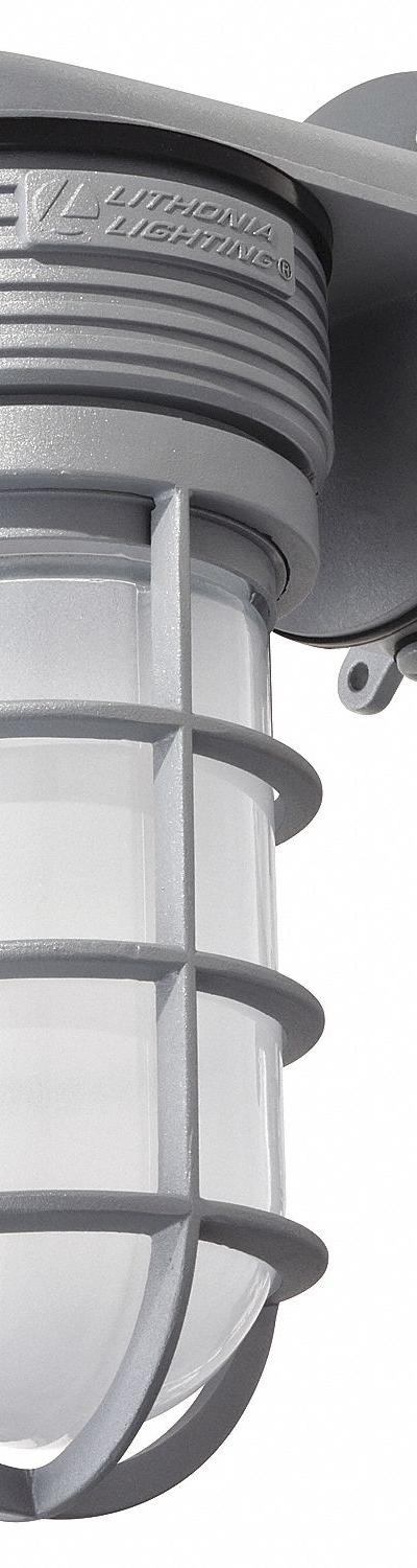 LITHONIA LIGHTING LED Vapor Tight: 39 lm/W, 4000K, 15 W, 120/277V AC, Wall Mount, Aluminum - LED Jelly Jar Vapor-Tight Light Fixtures