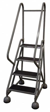 COTTERMAN Rolling Ladder: 3 ft Platform Ht, Partially Assembled, Steel, Wt-Actuated Auto-Lock (MPN ST-421 A2 C1 P5). Key specifications — Includes Handrails: Handrails Included; Material: Steel; Brand: COTTERMAN; Color: Gray.