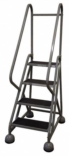 COTTERMAN Rolling Ladder: 3 ft Platform Ht, Partially Assembled, Steel, Wt-Actuated Auto-Lock (MPN ST-421 A2 C1 P5). Key specifications — Includes Handrails: Handrails Included; Material: Steel; Brand: COTTERMAN; Color: Gray.