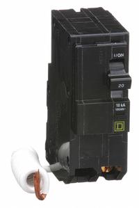 SQUARE D Miniature Circuit Breaker: 20 A, 120/240V AC, Single Phase, 10kA at 120V AC, 2 Poles (MPN QO220EPD). Key specifications — Phase: Single; Amps: 20 A; AC Voltage Rating: 120/240V AC; Max. AIR Rating: 10kA at 120V AC; For Use With: QO Load Centers and NQ Panelboards; Brand: SQUARE D.