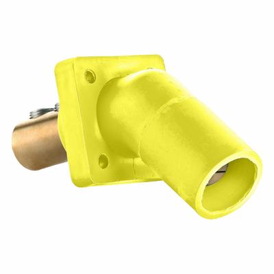 LEVITON Single Pole Receptacle: Yellow, Angled Taper Nose Mating, Double Set Screw Termination - Receptacles with Set Screw Terminations