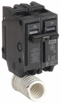 GE Miniature Circuit Breaker: THQL, 20 A, 120/240V AC, Single Phase, 10kA at 120/240V AC, 2 Poles (MPN THQL21WY20). Key specifications — Amps: 20 A; AC Voltage Rating: 120/240V AC; Phase: Single; Max. AIR Rating: 10kA at 120/240V AC; For Use With: Power Mark Gold Load Centers and AQ Lighting Panels.