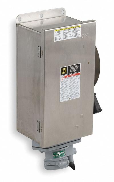 SQUARE D Safety Switch: Fusible, 100 A, Three Phase, 600V AC, 304 Stainless Steel - Fusible Safety Switches