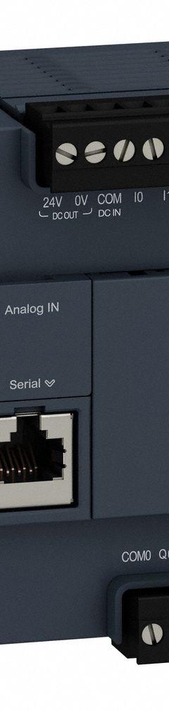 SCHNEIDER ELECTRIC PLC: 9 (Discrete), (7) Relay, 100 to 240V AC (MPN TM221C16R). Key specifications — attr211240: SCHNEIDER; attr1072668: Clock Included; attr1075941: 9 (Discrete); attr1075943: (7) Relay.