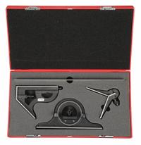STARRETT Combination Set: SAE, Steel, Brushed, 12 in Blade Lg, 1/64 in Graduations (MPN 9-12-4R). Key specifications — attr1182179: Center/Non-Reversible Protractor/Square; attr1182186: 1/64 in; attr1182189: Brushed; attr1182159: STARRETT; attr1182169: Cast Iron.