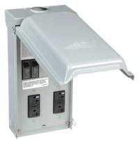 GE Unmetered Surface Power Outlet: 70 A, 120/240V AC, 5-20R, Includes GFCI (MPN U011C010). Key specifications — attr952388: GE; attr981144: Yes; attr981149: Steel; attr981159: 3R; attr981173: 120/240V AC.