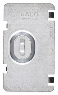 RACO Electrical Box Cover: 1 Gangs, Blank, For Rectangular Box Shape, Steel, 3 cu in Capacity (MPN 701F). Key specifications — Brand: RACO; For Box Shape: Rectangular; Material: Steel; Cover Design: Blank.