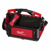 MILWAUKEE PACKOUT Tool Tote: 20 15/16 in W x 10 5/16 in D x 16 1/2 in H, Polyester, Red (MPN 48-22-8320). Key specifications — attr1120376: MILWAUKEE; attr1120463: Polyester; attr1120464: Red; attr1120343: Removable Shoulder Strap.