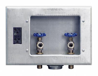 GUY GRAY Outlet Box: 1/2 in MIP/Sweat, 1/2 in MIP/Sweat, Center, 12.25 in Box Wd - Washing Machine Supply Valve Outlet Boxes