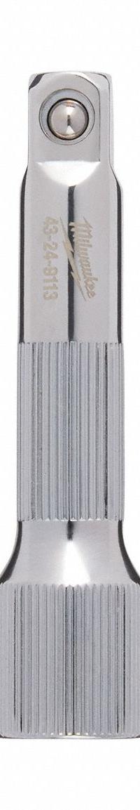 MILWAUKEE Socket Extension: 3/8 in Input Drive Size, 3/8 in Output Drive Size, 3 in Overall Lg, Std (MPN 43-24-9113). Key specifications — attr1204978: Not Insulated; attr1204980: Locking Not Included; attr1204984: MILWAUKEE; attr1204970: Chrome.