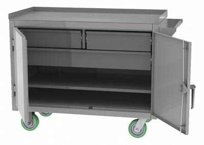 GREENE MANUFACTURING, INC. Mobile Cabinet Workbench: 36 in x 24 in, Steel - Mobile Cabinet Benches with Drawers & Shelves