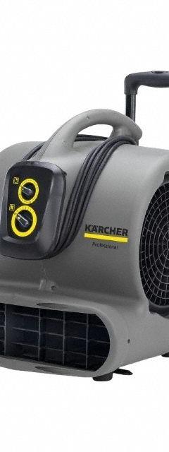 Centrifugal Blower: 3,000 cfm, 1/2 hp, Fixed Frame, 115V AC, 3 Speeds, Gray, Variable, Polypropylene (MPN 1.004-039.0). Key specifications — Product Type: Centrifugal Blower; GFCI Protected: No; Number of Speeds: 3; Housing Material: Plastic; Brand: KARCHER; Nominal Voltage: 115V AC.