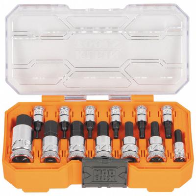 KLEIN TOOLS SAE KLEIN TOOLS: SAE, 1/4 in, 3/8 in, 1/2 in Drive Size, 13 Pieces, Fixed Insert - Hex Impact Bit Socket Sets