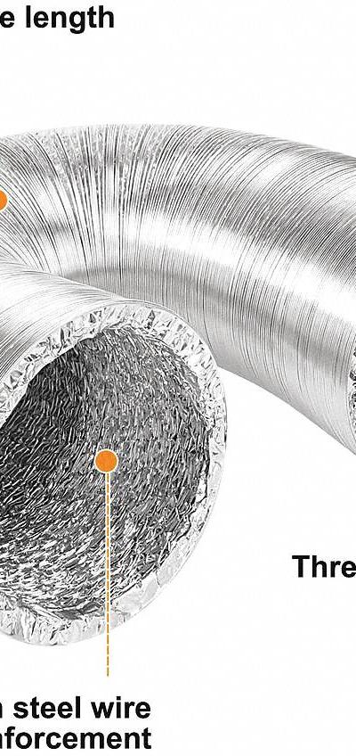 HEPACART Flexible Duct: Flex Duct, 60HT60/60HT61, HFAIR1100/HFAIR2100, BoPET, 25 ft Overall Lg - Flexible Duct for Negative Air Machines