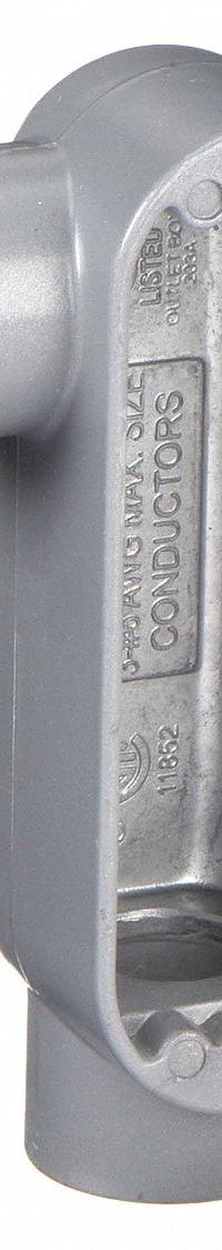 Conduit Outlet Body: Aluminum, 1 in Trade Size, LR Body, 12 cu in Body Capacity, Threaded Hub (MPN OLR-3). Key specifications — Finish: Powder Coated; Includes: Stainless Steel Screws; For Use With: RMC; Brand: HUBBELL KILLARK; Hub Style: Threaded; Mfr. Series: O.