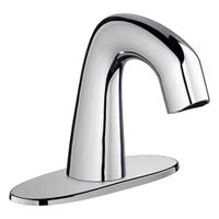CHICAGO FAUCETS Bathroom Sensor Faucet: EQ Curved, Cast Brass, Polished Chrome Finish, Single-Post (MPN EQ-A11C-11ABCP). Key specifications — Brand: CHICAGO FAUCETS; Includes: Mounting Hardware; Series: EQ Curved.
