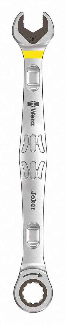 WERA Combination Wrench: Alloy Steel, Nickel Chrome, 10 mm Head Size, 6 1/4 in Overall Lg, Reversing (MPN 05073270001). Key specifications — attr309600: 10 mm; attr309611: Nickel Chrome; attr309610: Alloy Steel; attr309604: Yes; attr309612: No; attr309613: No; attr309615: No; attr324932: WERA.