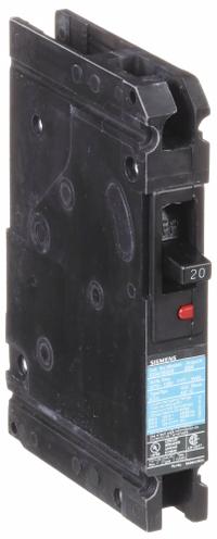 SIEMENS Molded Case Circuit Breaker: 20 A Amps, 22kA at 277V AC, Fixed, Load Side Lug, Any, ED4 (MPN ED41B020). Key specifications — Phase Connection: Any; Instantaneous Trip: Fixed; Terminal Connection: Load Side Lug; Series: ED4; Max. AIR Rating: 22kA at 277V AC.