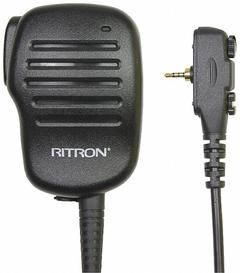 RITRON Speaker Microphone: Fits Ritron, For PT Series, 2.5 mm Jack, 20 in Cord, Push To Talk, RSM-6X. Key specifications — attr922016: PT; attr923321: Black; attr929443: Speaker Plug; attr922012: RITRON; attr922011: RSM-6X; attr929442: Yes.