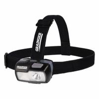 GRAINGER Headlamp: 470 lm Max. Brightness, 37 hr Max Run Time, 130 m Max Beam, 4 Light Outputs (MPN 797NT5). Key specifications — Brand: GRAINGER; Battery: Requires 2 AA.