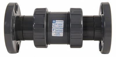 HAYWARD Check Valve: Ball, Inline Valve Body, PVC, 4 in Pipe Size, Flange x Flange - PVC Ball Check Valves