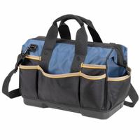 CLC Tool Bag: 16 in W x 8 in D x 12 in H, Black, Ballistic Polyester, 23 Pockets, 9 Inside Pockets (MPN PB1563). Key specifications — Color: Black; Brand: CLC; Material: Polyester.