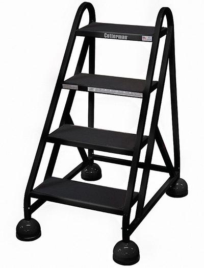 COTTERMAN Rolling Ladder: 3 ft Platform Ht, Assembled, Steel, Wt-Actuated Auto-Lock - Steel Ultra-Stable Weight-Actuated Ladders