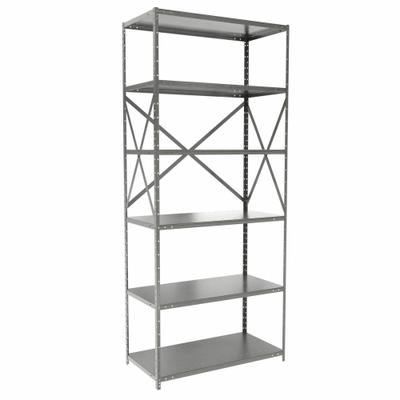 HALLOWELL Metal Shelving: Standalone, Heavy-Duty, 36 in x 18 in, 84 in Overall Ht - Heavy-Duty Standalone Open Metal Shelving