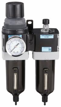 WILKERSON Filter/Regulator/Lubricator: 1/2 in NPT, 110 cfm, 250 psi Max Op Pressure, 5 micron (MPN D28-04-FLG0B). Key specifications — attr109588: D28; attr109524: WILKERSON.