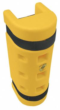 RACK SENTRY Pallet Rack Guard: Strap-On, On Upright, 4 3/4 in x 7 1/4 in x 18 in, Thermoplastic (MPN RS120). Key specifications — Brand: RACK SENTRY; Mounting Location: On Upright; Includes: (2) Straps; Color: Yellow; Material: Thermoplastic.