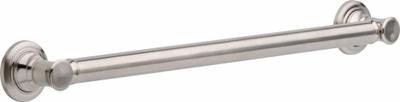 Delta Wall Grab Bar: Straight, 24 in Lg, 1 1/4 in Dia, Stainless Steel, Stainless Steel - Standard Grab Bars