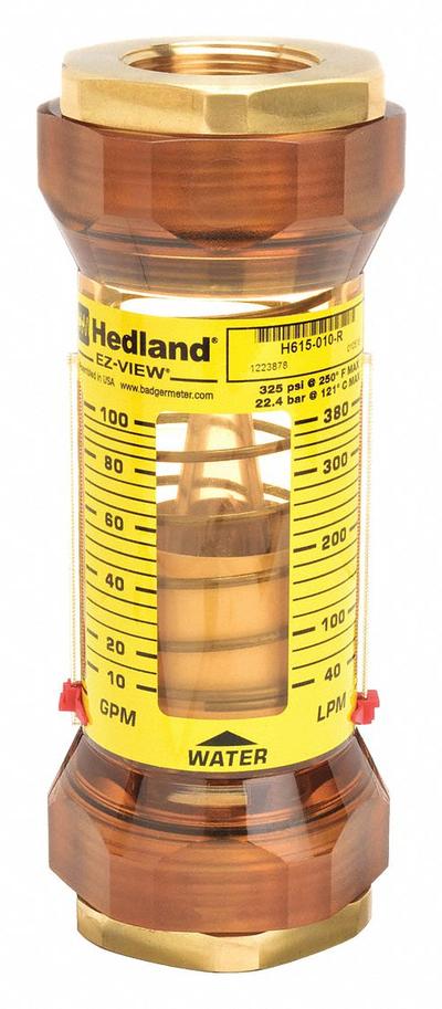 HEDLAND Mechanical Flowmeter: Flow Meter, Scale, Variable Area, Inline, Universal - Inline Flowmeters for Water