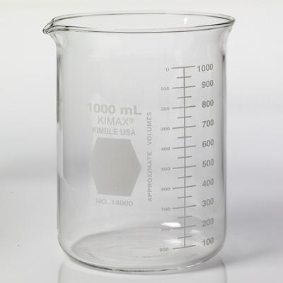 KIMBLE Beaker: 1,000 mL, 33.81 fl oz, A, Low Form, Type I, Colorless - Low Form Glass Beakers