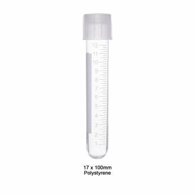 APPROVED VENDOR Culture Tube: Culture Tube, Polystyrene, 14 mL Capacity - mL, Round, Colorless - Plastic Culture Tubes