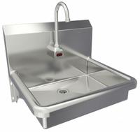 SANI-LAV Hands-Free Sink: 1 Stations, 5 in Bowl Dp, 19 in Bowl Lg, 15 1/2 in Bowl Wd, 1 Faucet Holes (MPN 5A4A). Key specifications — Includes Side Splash: Side Splash Not Included; Series: Stainless Steel Hand Wash Sink; Brand: SANI-LAV; Power Source: AC Powered.