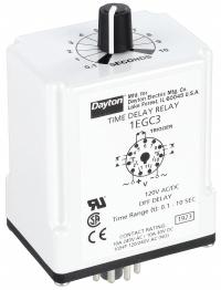 DAYTON Single Function Time Delay Relay: Socket Mounted, 240V AC, 10 A, 11 Pins/Terminals, Off Delay (MPN 1EGC3). Key specifications — Brand: DAYTON.