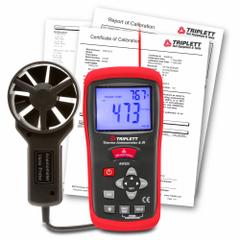 TRIPLETT Anemometer: 1 fpm Air Velocity Resolution, Rotating Vane, Air Flow/Air Velocity/Temp, NIST (MPN AM320-NIST). Key specifications — Vane Material: Plastic; Calibration Certificate Type: NIST; Data Logging: No; Manufacturer Part Number: AM320-NIST; Brand: TRIPLETT; Temperature Accuracy: +/ 6.0°; Digital Display Screen Type: LCD; Display Type: Digital.