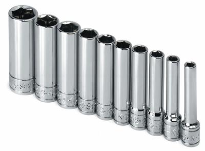 SK PROFESSIONAL TOOLS Socket Set: 1/4 in Drive, 10 Piece, 6-Point, SAE - SAE & Metric Socket Sets