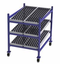 UNEX FLOW CELL Gravity Flow Rack: 36 in x 48 in x 54 in, Tilt, 3 Shelves, Rubber (MPN FCM99SW36483). Key specifications — Brand: UNEX FLOW CELL; Decking Material: Rubber.