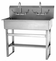 SANI-LAV Wash Station: 45 in Overall Ht, 37 in Bowl Lg, 8 in Bowl Dp, 2 gpm Flow Rate, 16 ga (MPN 54FFL). Key specifications — Includes Side Splash: Side Splash Not Included; Brand: SANI-LAV.