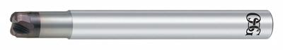 OSG Corner Radius End Mill: Carbide, WXS Coated, 3 Flute, 1/8" Mill Dia, 0.06" LOC - High-Feed Carbide Corner-Radius End Mills for Hardened Materials